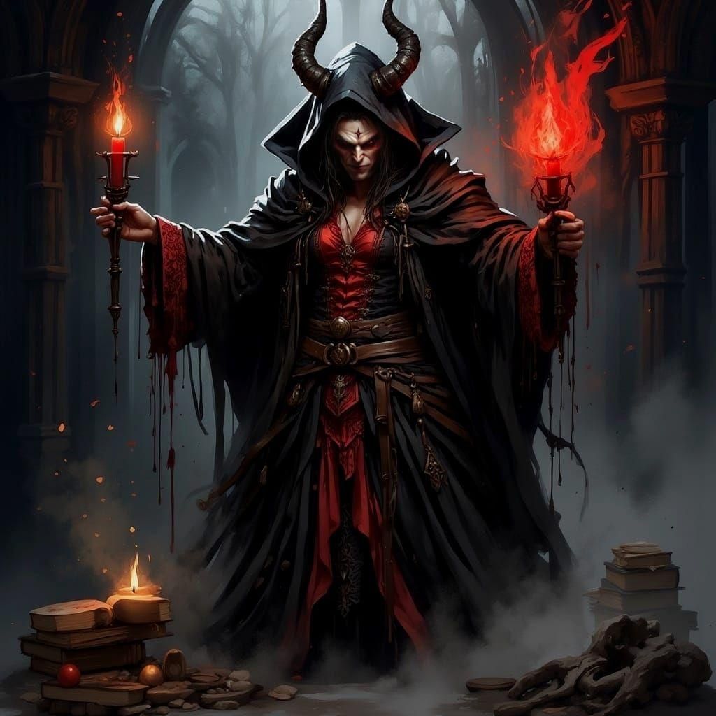 Vampire Wizard Portrait in Dark Fantasy Style