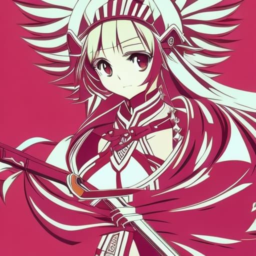 Anime Girl Drummer in Crimson Leather Outfit