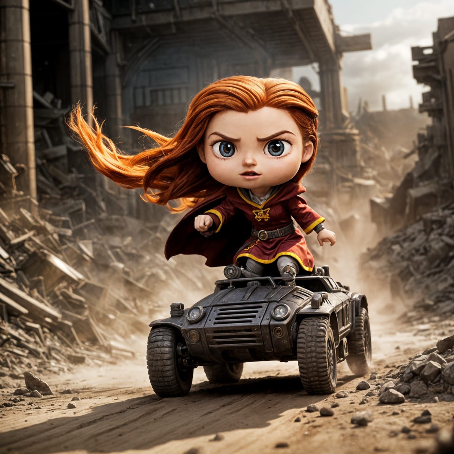 Ginny Weasley Races Bird Tank in Apocalyptic Wasteland