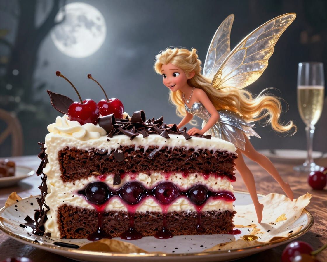 Tiny Faerie Awestruck by Colossal Black Forest Cake
