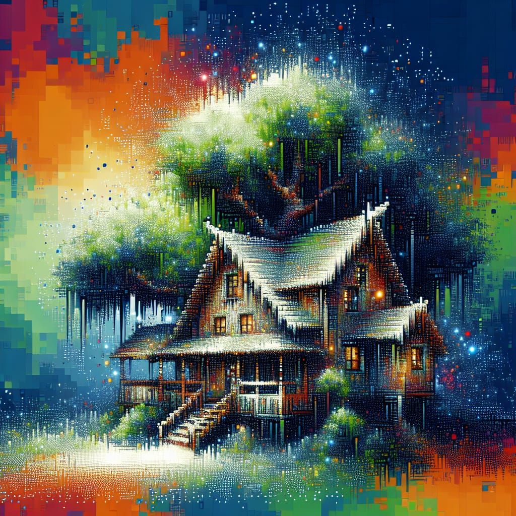 ASCII art tree house