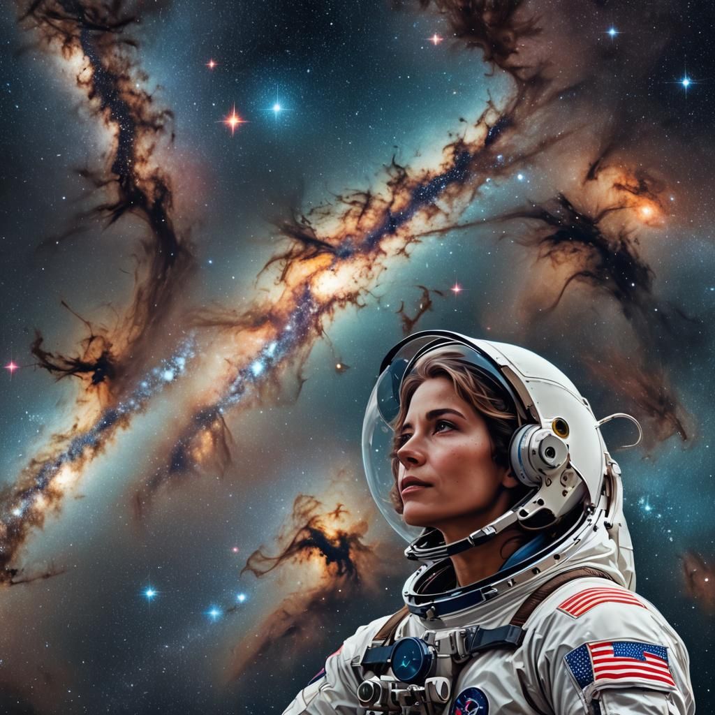Astronaut's View of the Milky Way: Astral Cosmic Illustratio...