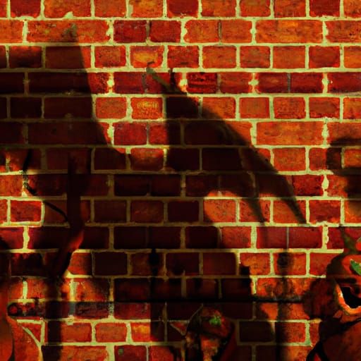 Shadow Monsters on Brick Wall, Hyperdetailed Concept Art