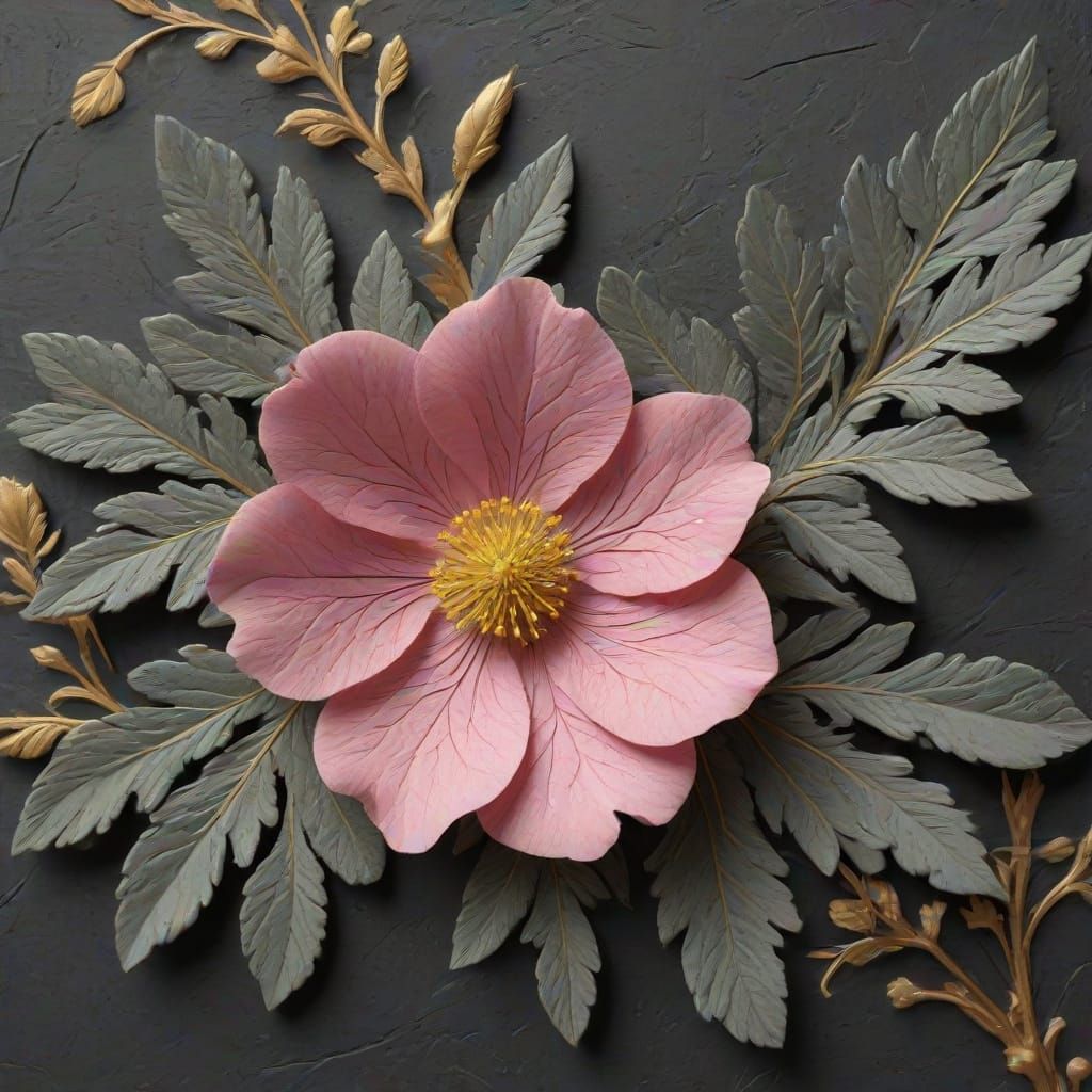 Elegant Grey Cistus in Fine Art Copperplate Engraving Style