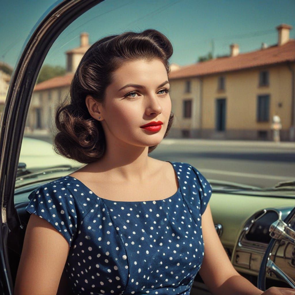 1950s Woman in Retrofuturistic HDR Photograph
