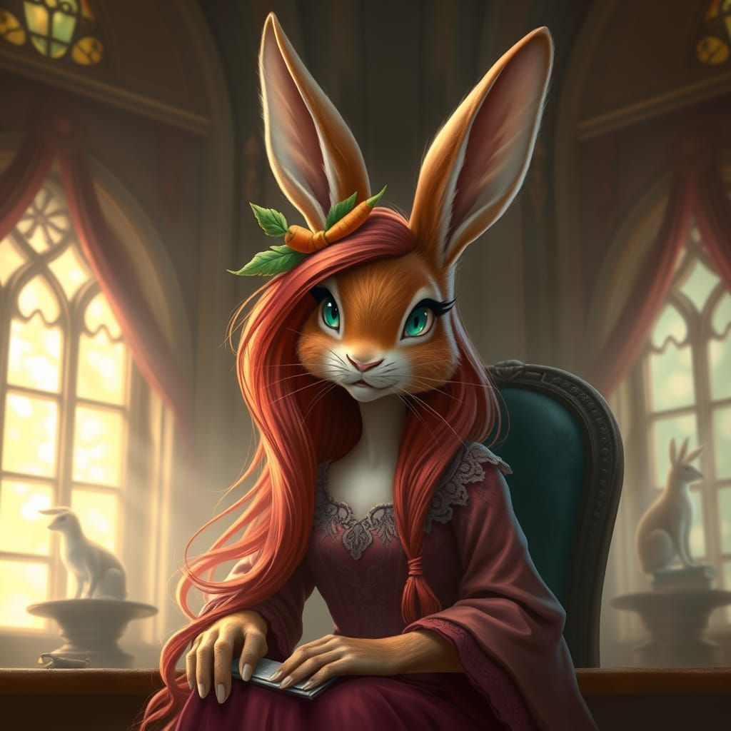 Ethereal Fantasy Judge in Elegant Red Dress