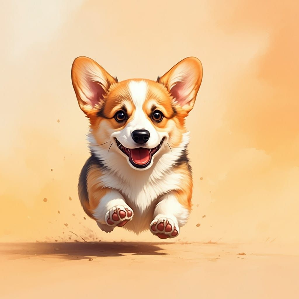 Whimsical Corgi Runs with Unbridled Joy
