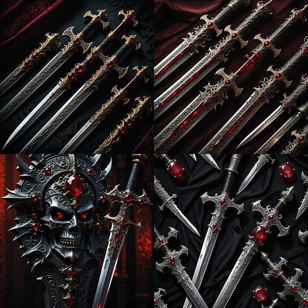 Vampire Royalty Swords with Ruby Jewels