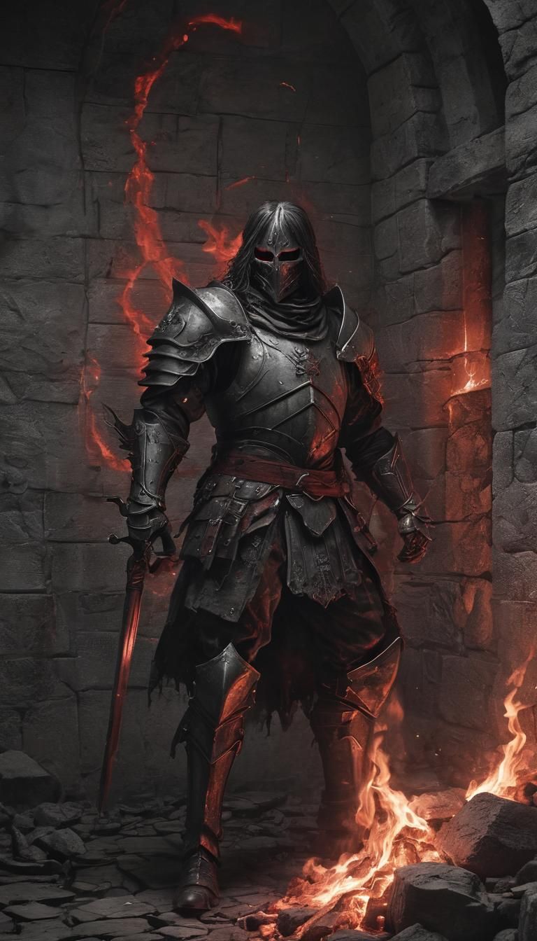 Cursed Cavalier Ablaze in Hellish Dark Fantasy