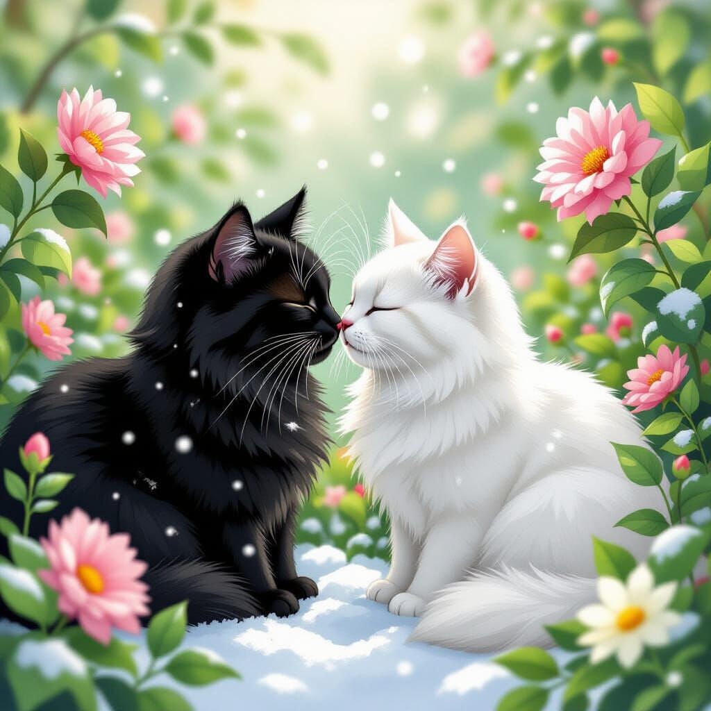 Cats Cuddle Through Changing Seasons in Storybook Style