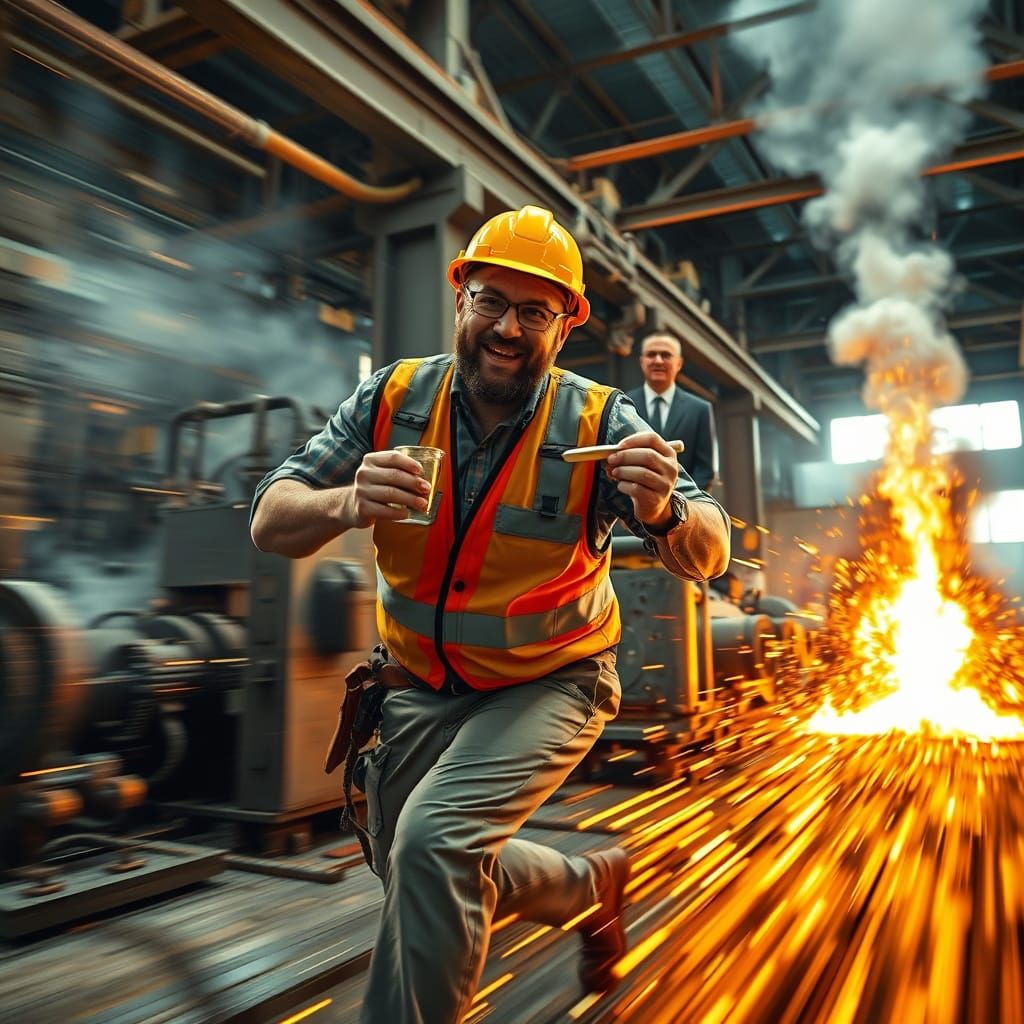 Hardworking Factory Man in Fantasy Concept Art
