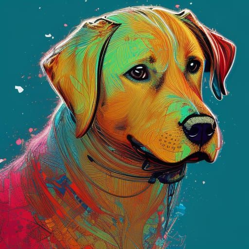 Detailed Labrador Dog Portrait in Vibrant Colors