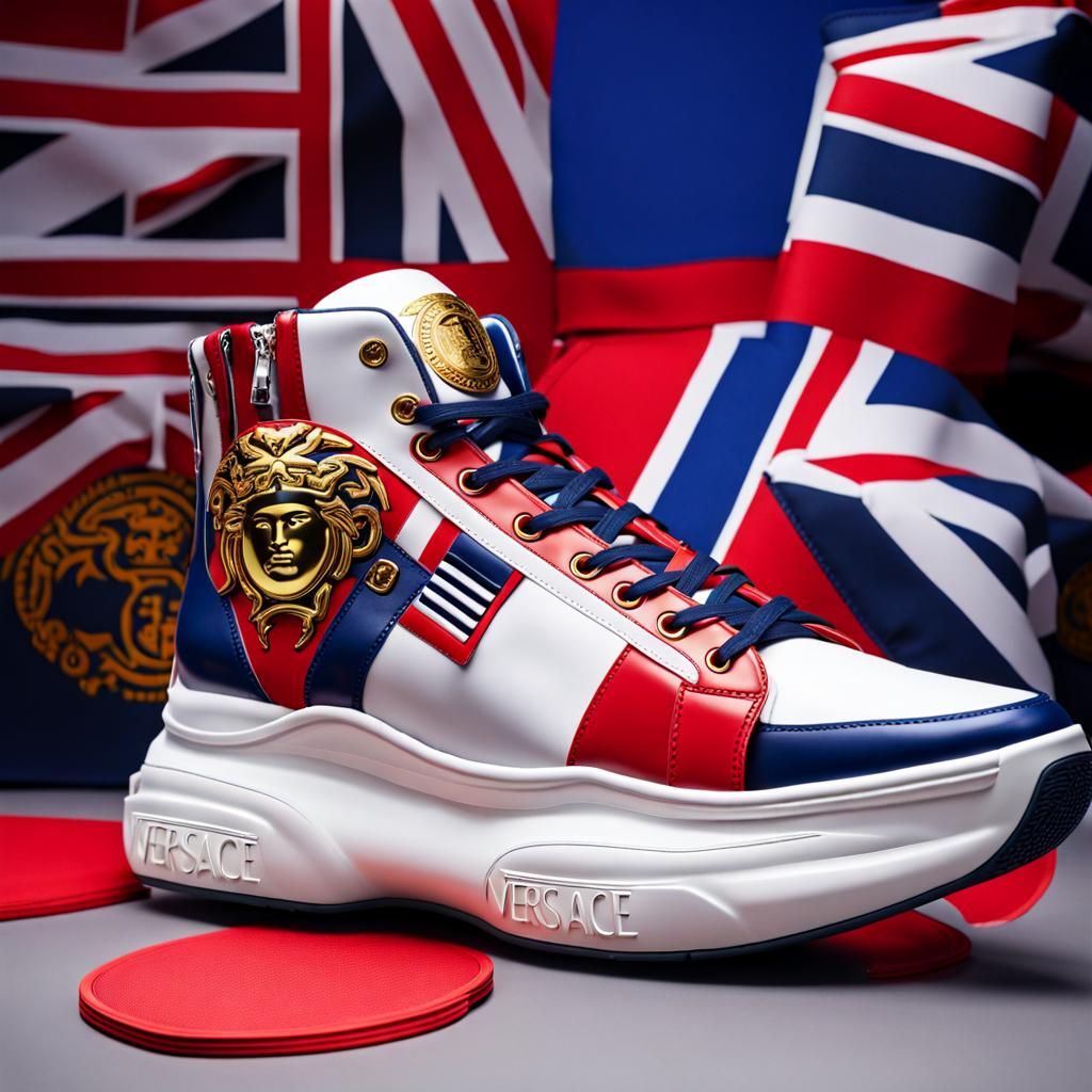 Versace-Inspired London Flag Basketball Shoes