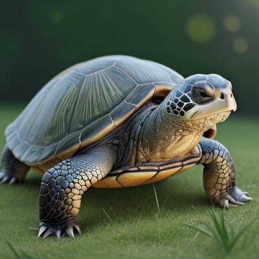 Hyperrealistic Turtle Portrait in Warm Light