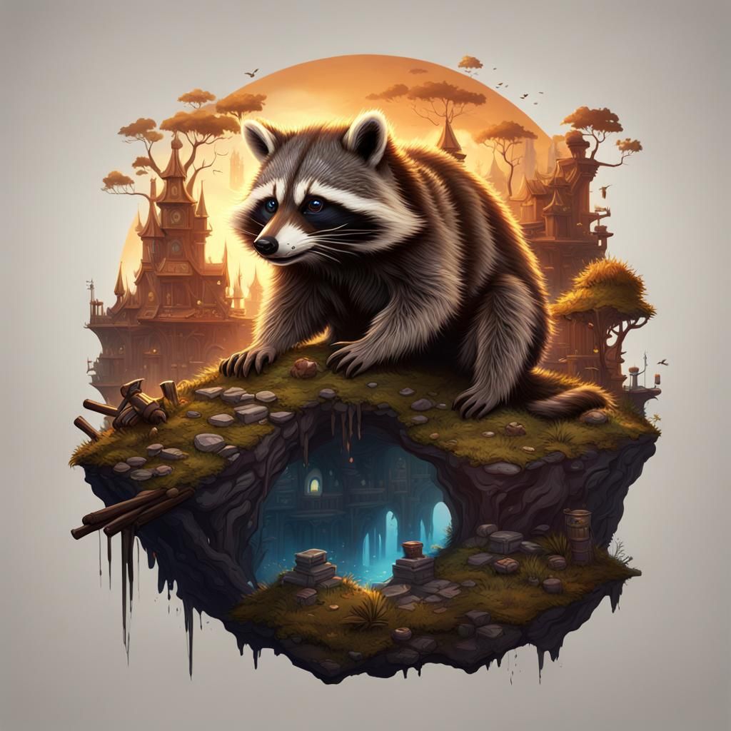 Raccoon Calamity: Detailed Fantasy Concept Art
