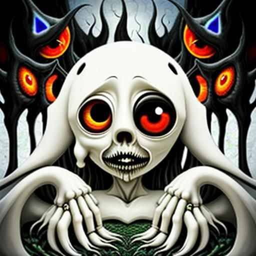 Ghost Contemplating AI: A Surreal Psychedelic Creation