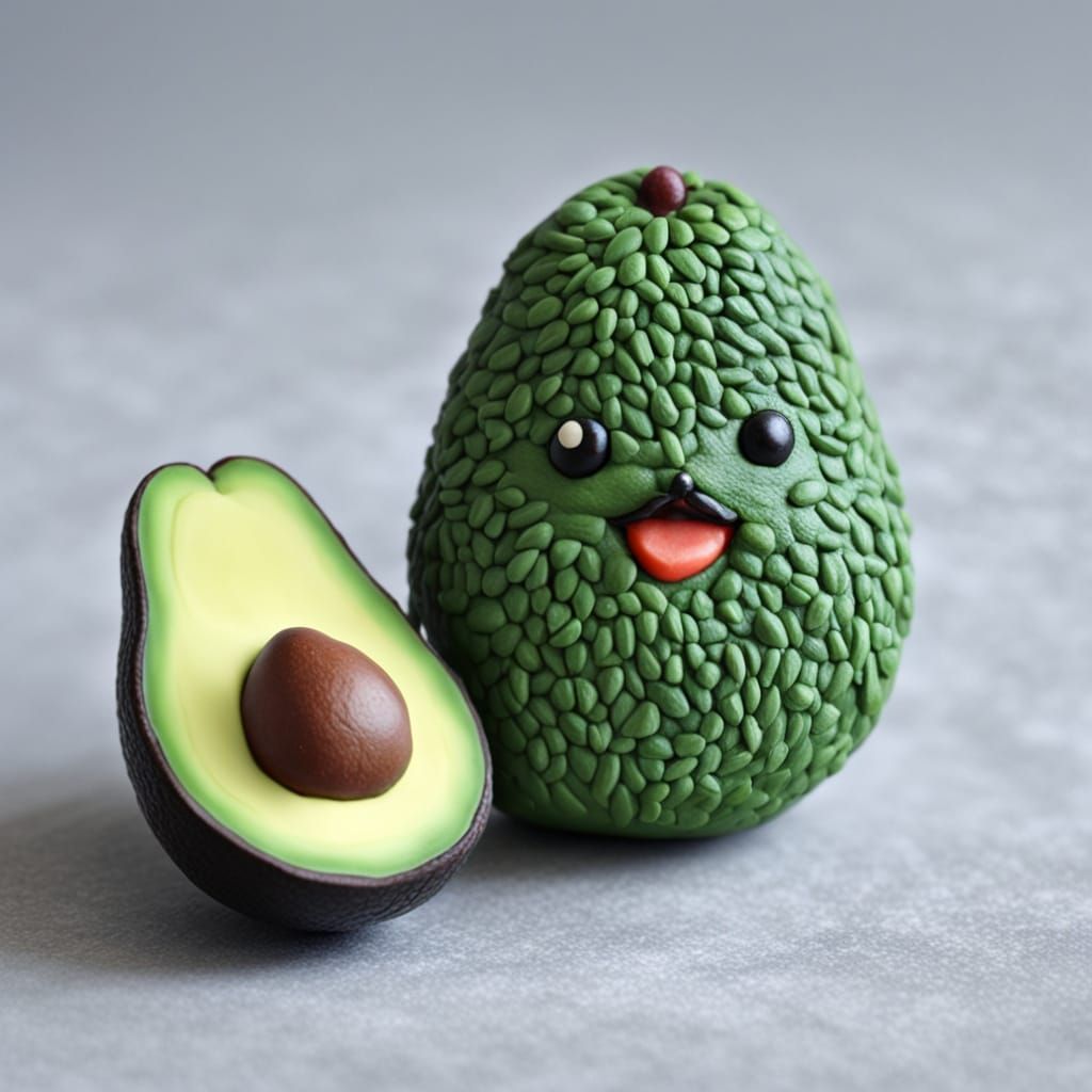 Realistic Avocado Sculpture with Clay Texture and Bokeh