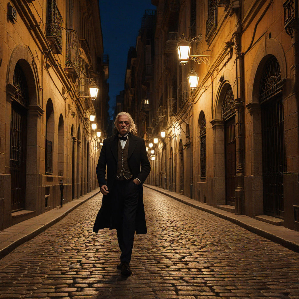 Ebenezer Scrooge in Barcelona's Gothic Quarter