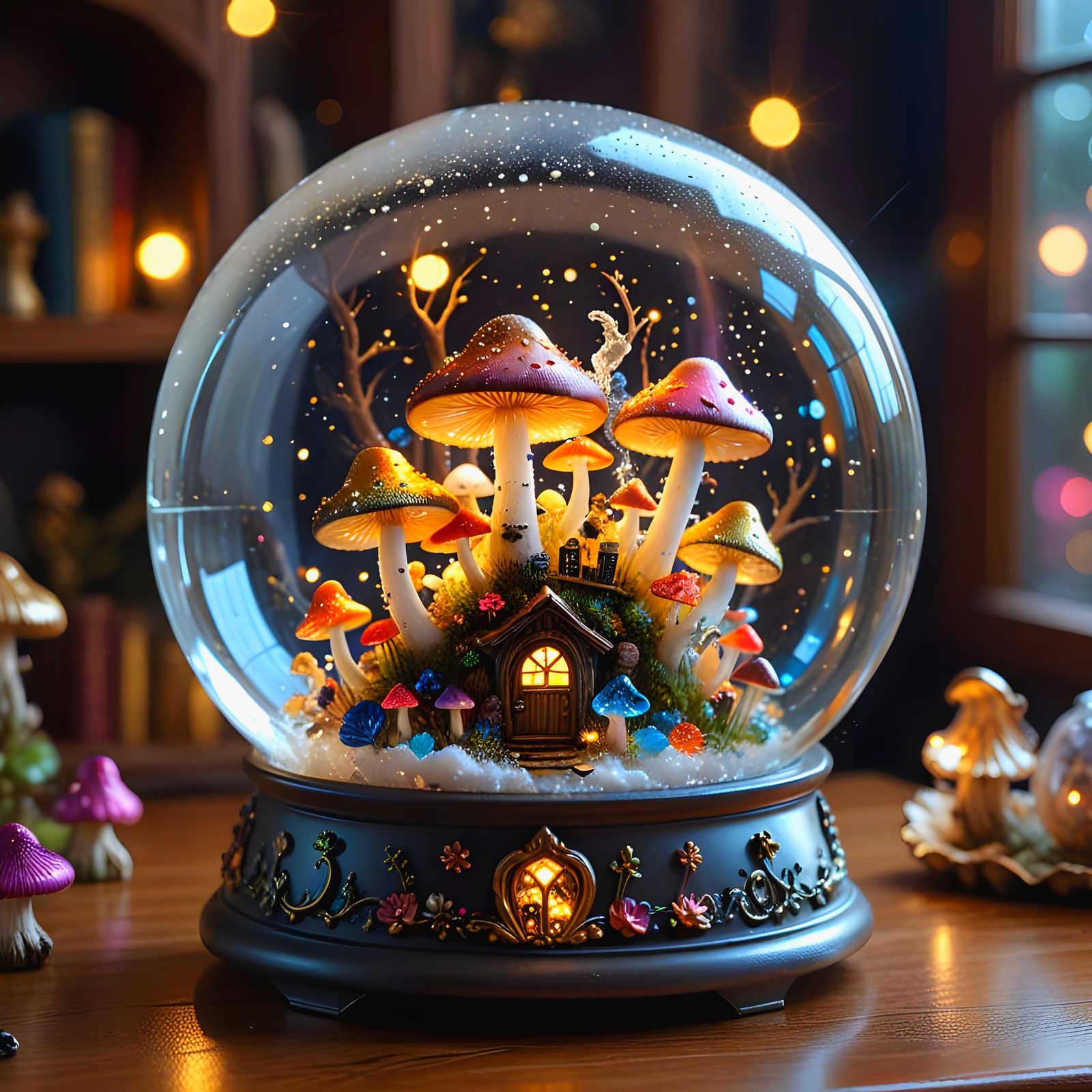 Mystical Snowglobe Scene in a Witch's Home