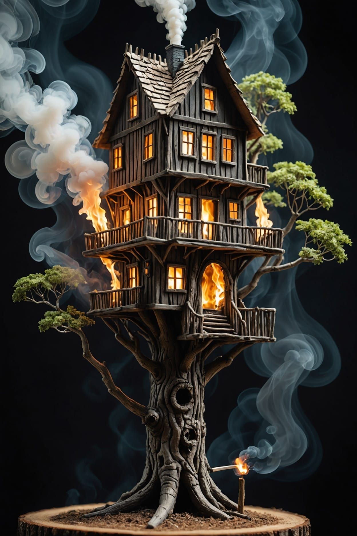 Translucent Smoke Treehouse Macro Photography