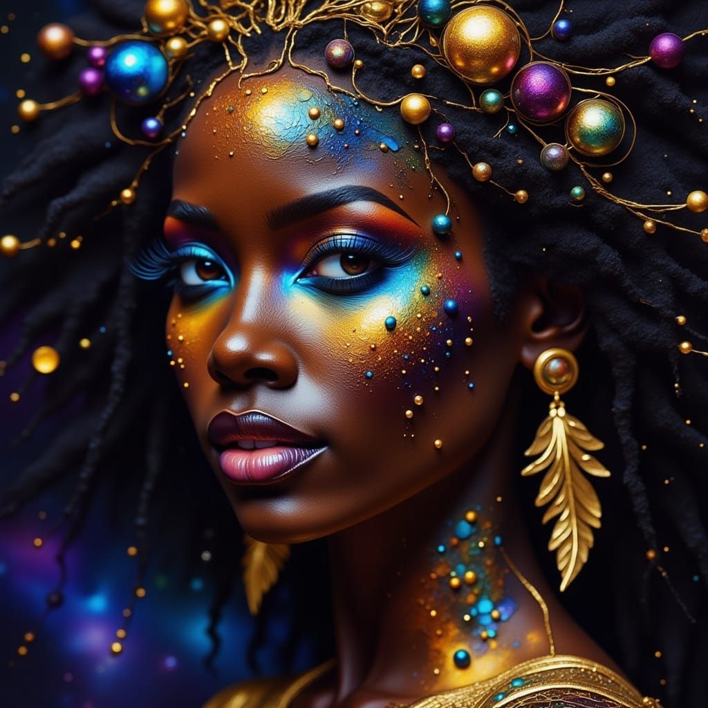 <lora:PR AlcoholWCGlass:1.0> <lora:TexturedFlux:1.0>  Breathtaking, high-fashion portrait of a regal black woman with lu...
