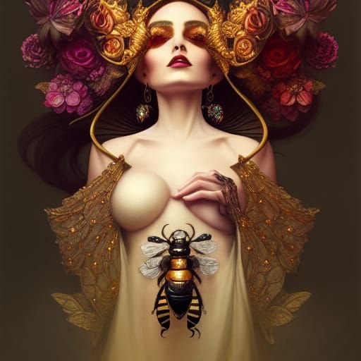 Ornate Queen Bee in Gothic Romantic Style