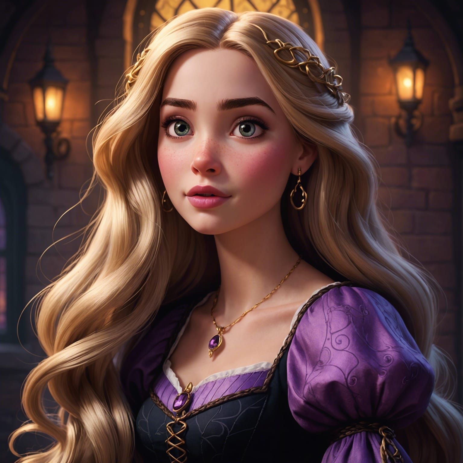 Rapunzel with Tongue Ring: Dark Disney Style
