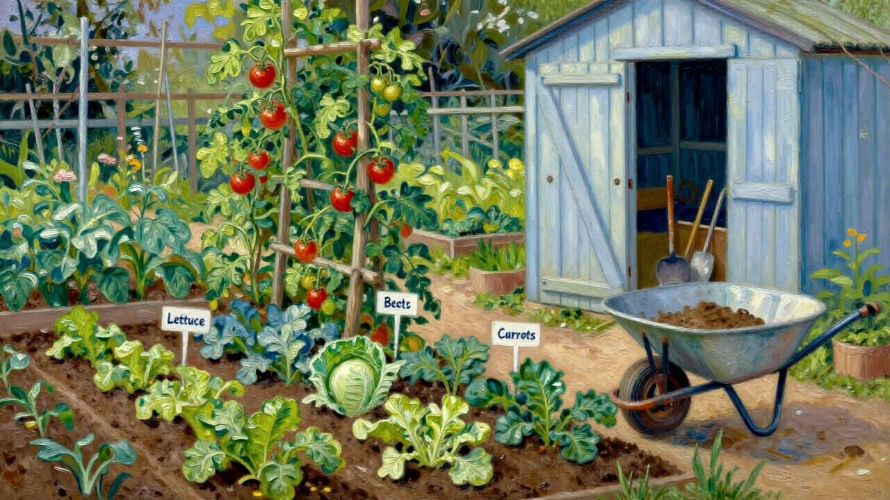 Impasto Garden Scene with Light Painting Effects