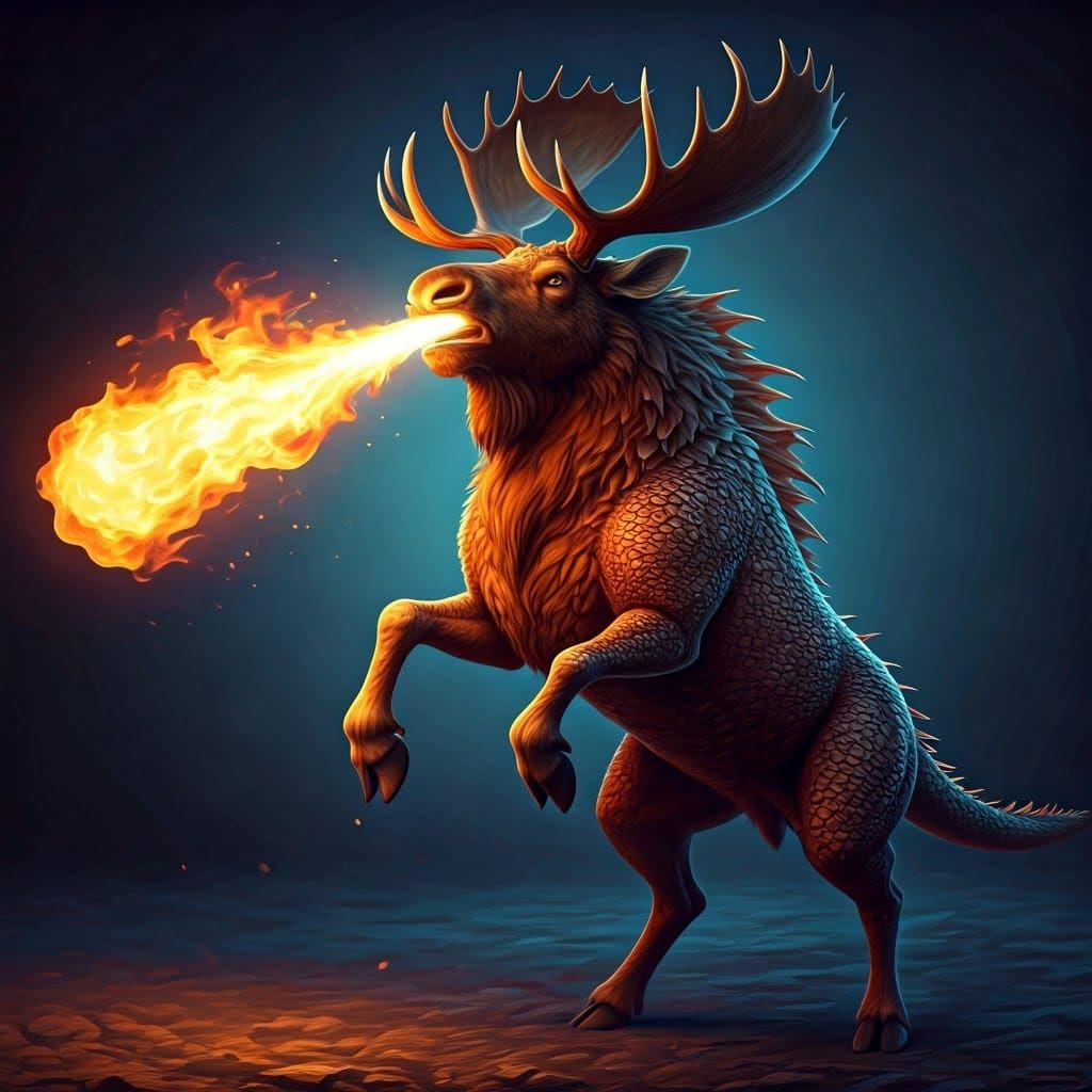 Majestic Dragon-Moose Unleashes Fiery Fury
