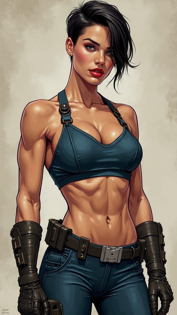 Strong Female Warrior in Captain America Armor