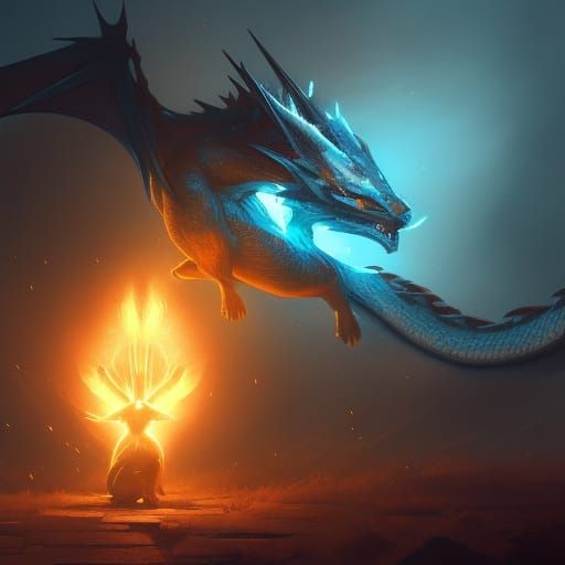 Pikachu Dragon in Dark Fantasy Style