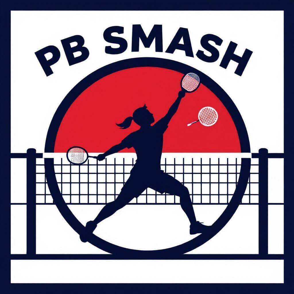 PB SMASH Badminton Club Logo in Flat Vector Style
