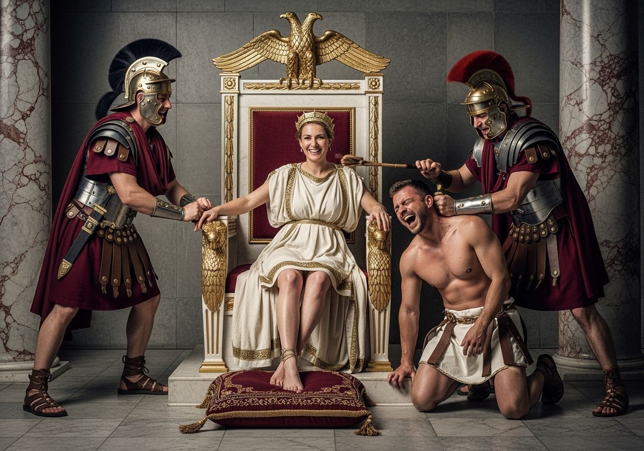 Empress Messalina Whips Prisoner in Throne Room