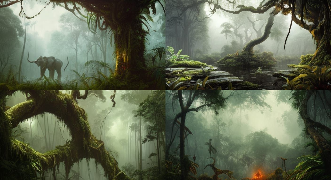 Hyperrealistic Jungle with Intricate Details in HDR