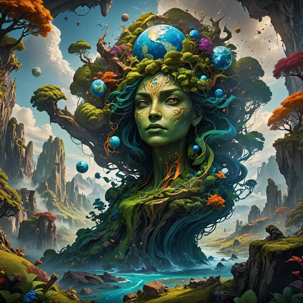 Detailed Matte Painting: Fantastical Mother Earth