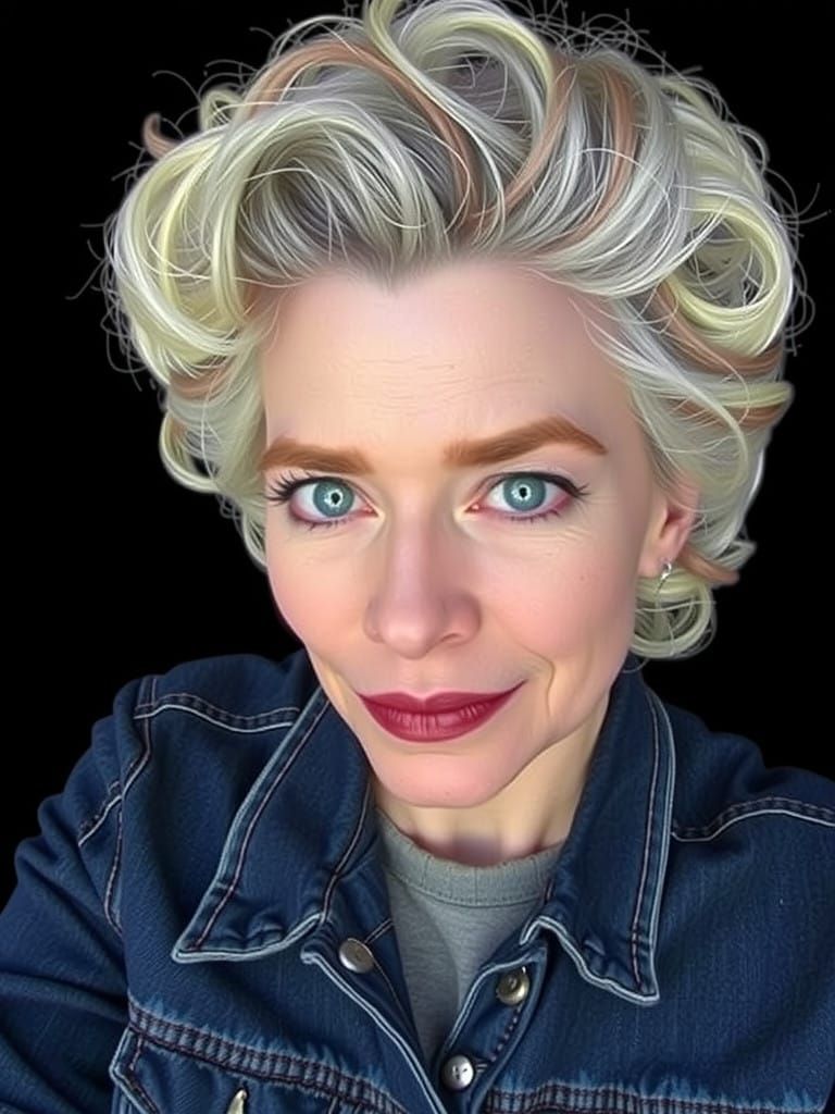 Dynamic Cartoon Character in Exaggerated Line Art Style