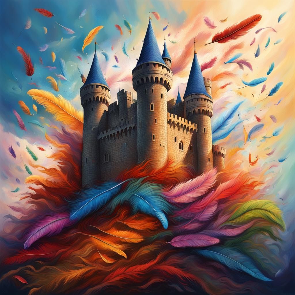 Feather Castle in Colorful Splash Art Style