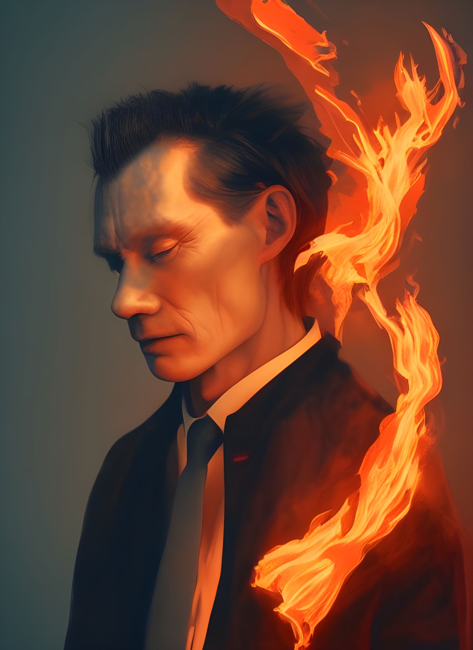 Man on Fire: Hyperrealistic Digital Surrealism