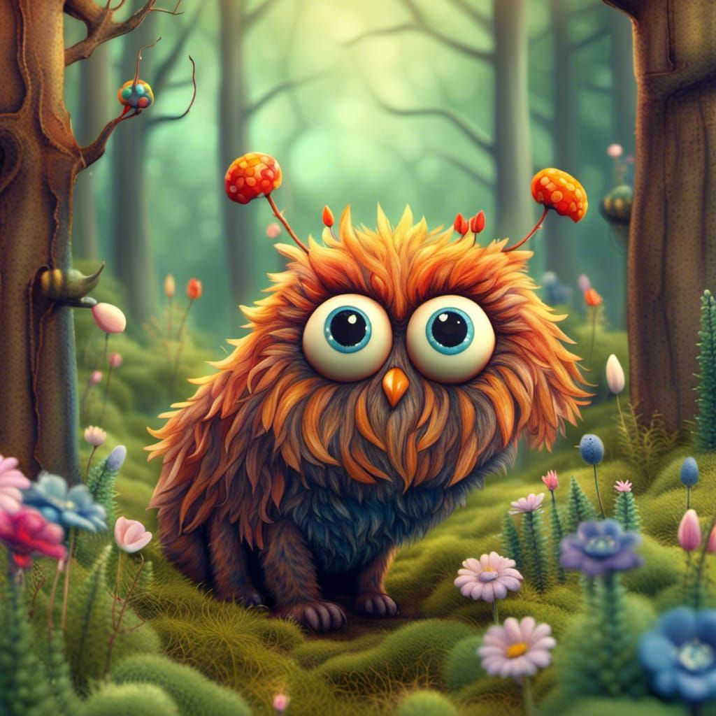 Whimsical Tartan Fantasy Animal in 3D Cartoon Forest