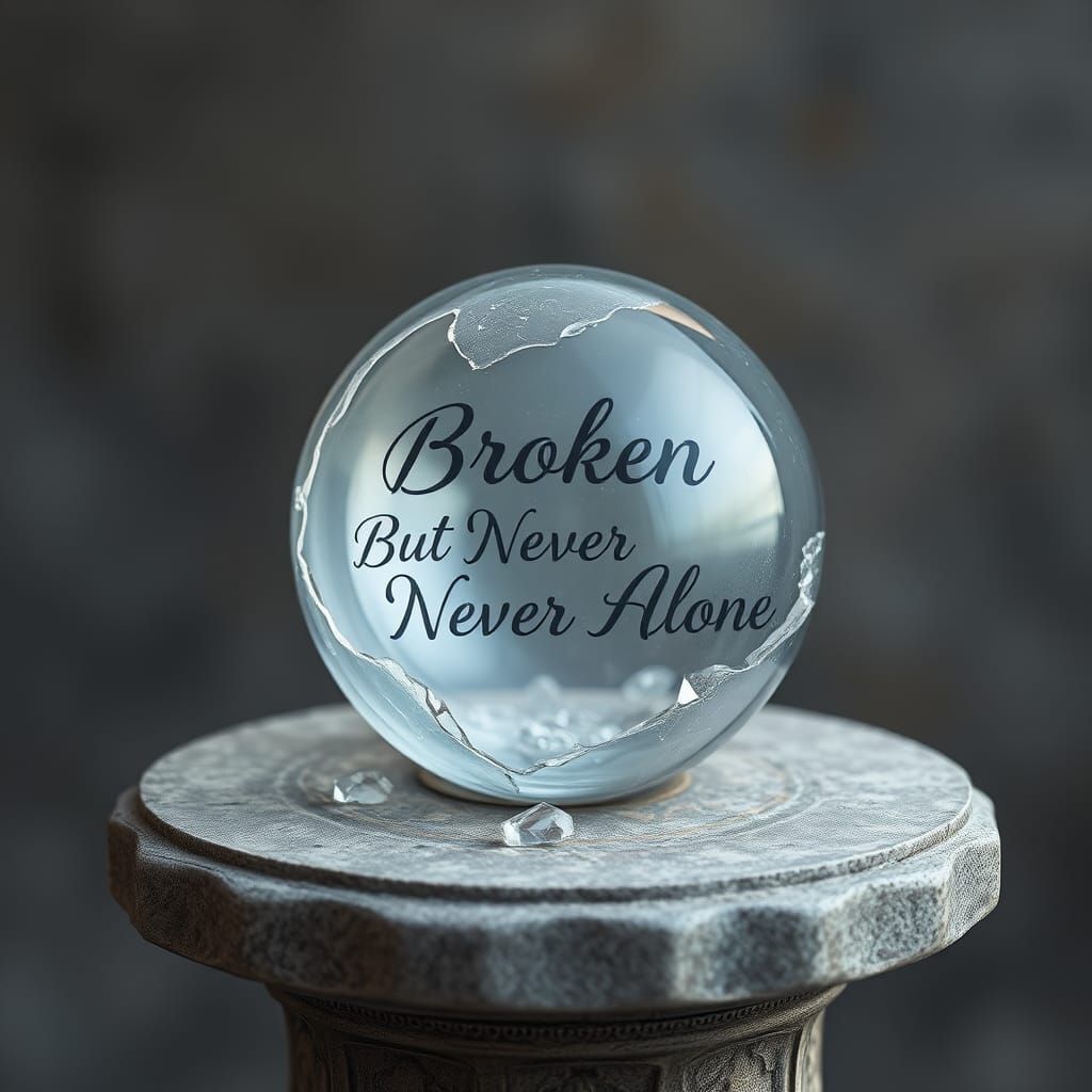 Shattered Orb with Inscription in Dreamlike Style