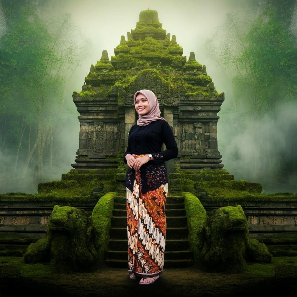 Sundanese Woman in Kebaya at Majapahit Temple
