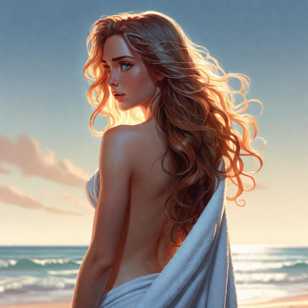 Ethereal Woman with Long Hair in Digital Painting