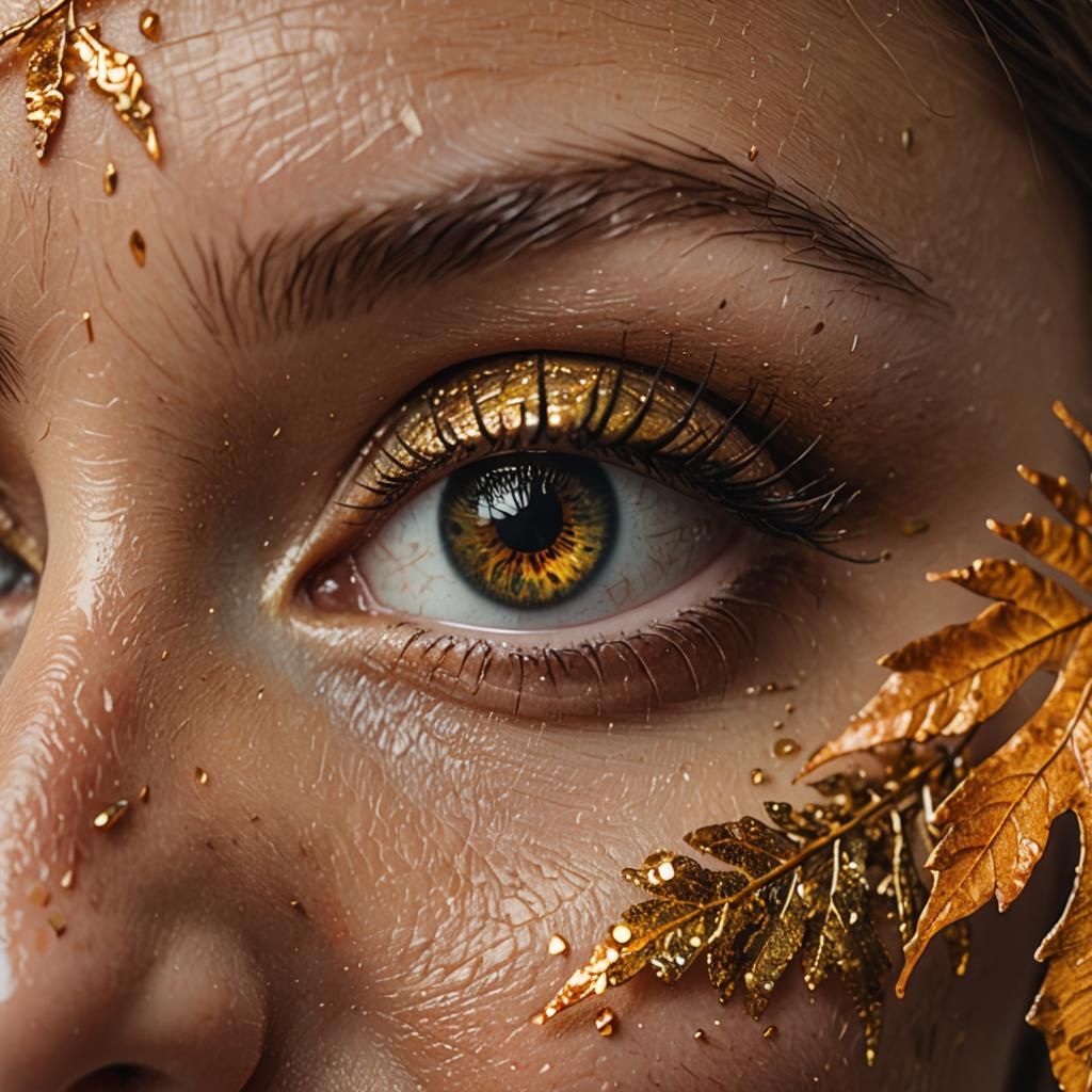 Autumn Forest Reflected in Woman's Eye Tear