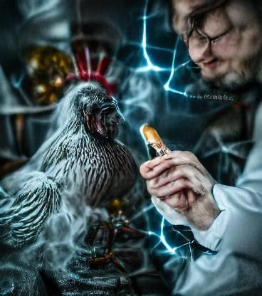 Scientist Lights Chicken's Cigarette: 1940s Black and White ...