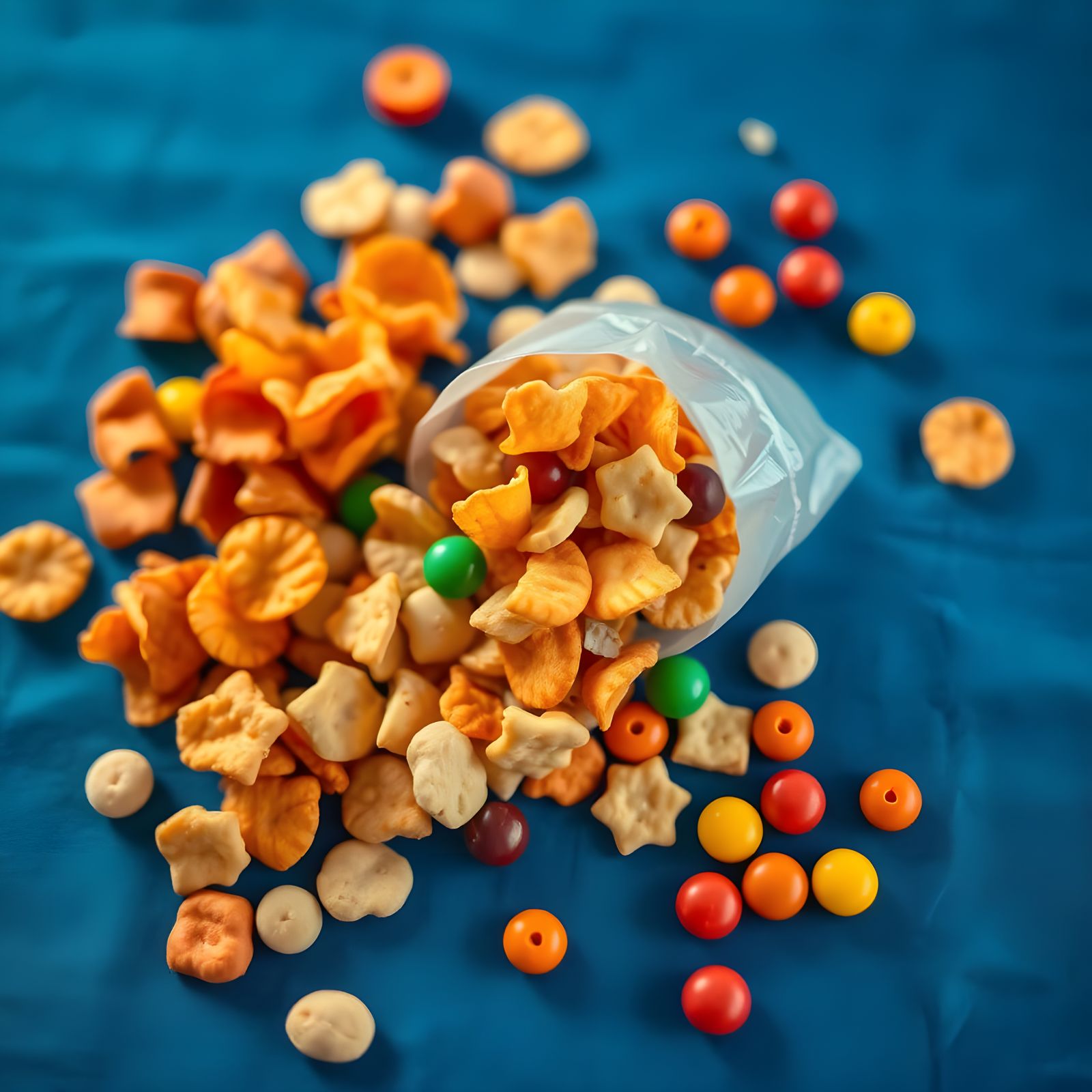 Colorful Snack Bowls in a Deep Blue Sky
