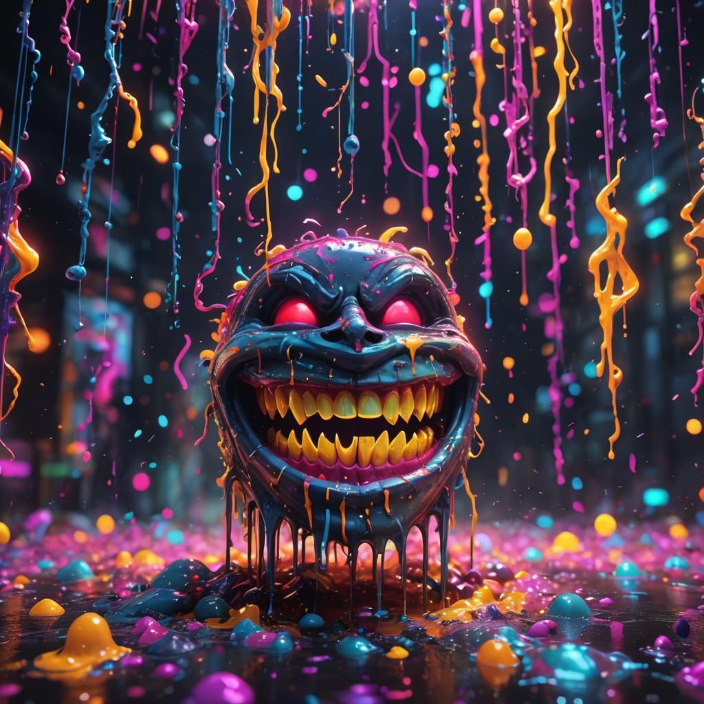 Scary Big Smile with Neon Effects