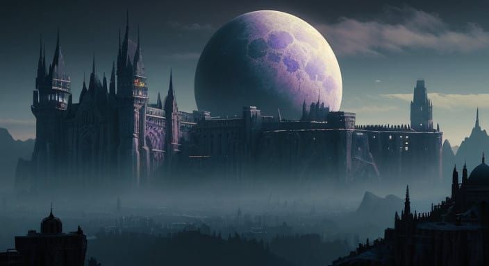 Cyberpunk Dark Fantasy Time Machine in Snow-Capped Mountains