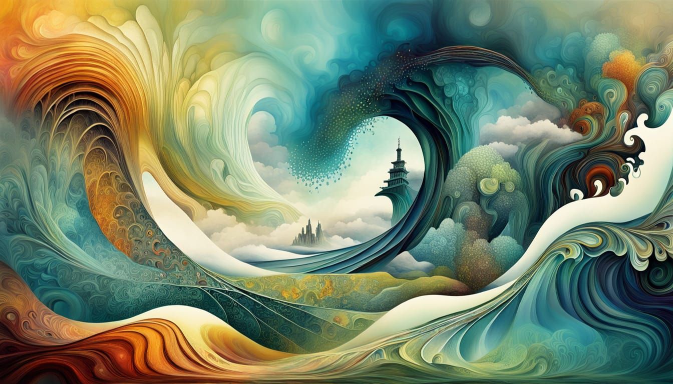 Surrealistic Fusion of Elemental Forces in Abstract Geometry