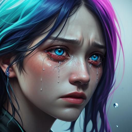 Hyperrealistic Tears of Compassion Splash Art