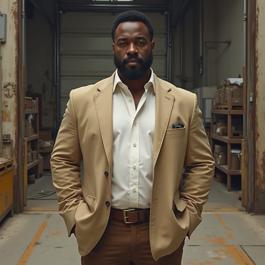 Hyperrealistic Portrait of a Man on Loading Dock